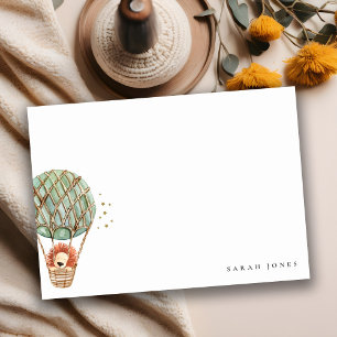 Eco Green Hot Air Balloon Lion Watercolor Kids Card