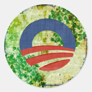 Eco Grunge Obama 2012 Reelection Design Classic Round Sticker