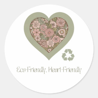 Eco & Heart-Friendly Love Classic Round Sticker