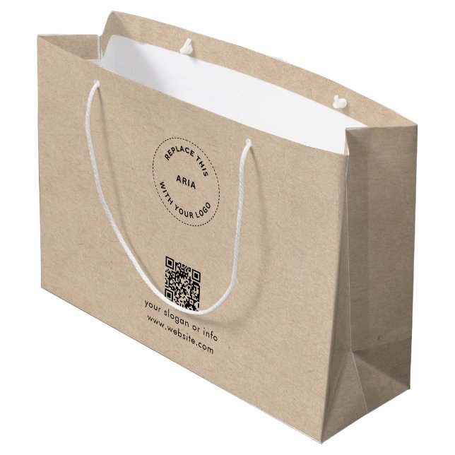 Eco Kraft Custom Logo & QR Gift Bag for Businesses (Back Angled)