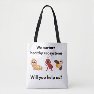 Eco Nurture Our World White w/ black straps Tote Bag