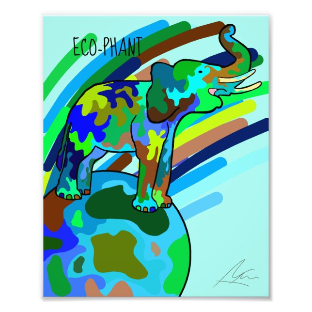 Eco-phant Earth Elephant Modern Art Photo Print (Front)
