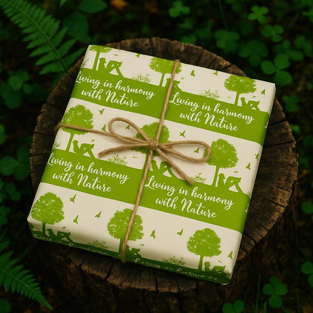Eco Quote Living in Harmony with Nature Wrapping Paper (Creator Uploaded)