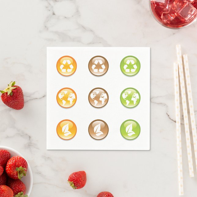 Eco Recycling Icons Set Sustainability Symbols Napkin (Creator Uploaded)