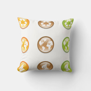 Eco Recycling Icons Set Sustainability Symbols Throw Pillow