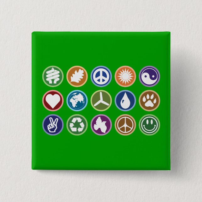 Eco Symbols 2 Inch Square Button (Front)