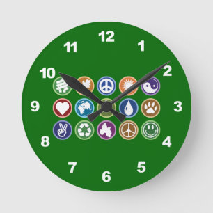 Eco Symbols Round Clock