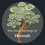 Eco Tree Book Label<br><div class="desc">An earth-friendly design that showcases a retro looking tree in undulating shades of green and aqua.  Look for all our coordinating products in this collection by entering "Eco Tree" in the Search this Store box.</div>