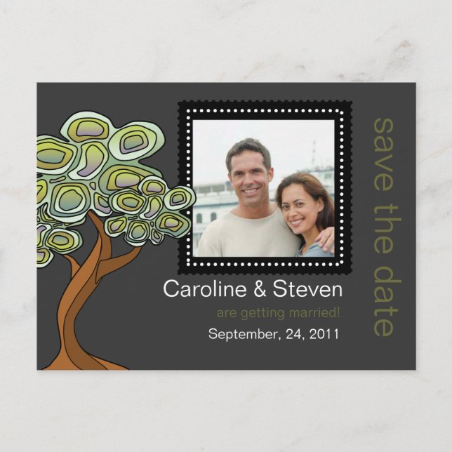 Eco Tree Wedding Save the Date Announcement Postcard (Front)