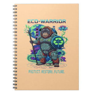 Eco-Warrior Orangutan Cyberpunk Guardian Notebook
