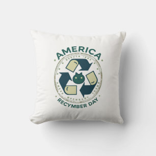 Eco Warrior Recycle Day Shirt Throw Pillow