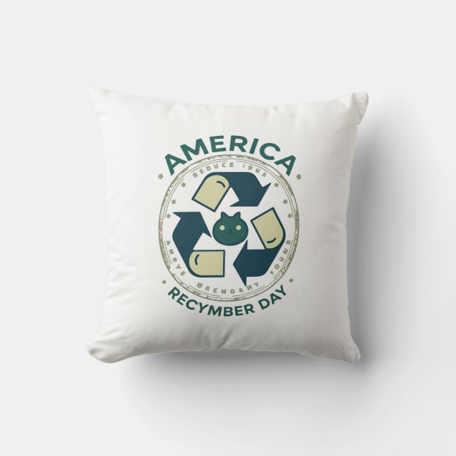 Eco Warrior Recycle Day Shirt Throw Pillow (Front)