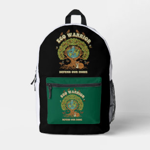 Eco Warrior Retro Nature Tree & Earth Day Printed Backpack