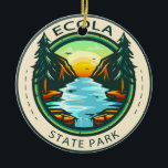 Ecola State Park Oregon Badge Ceramic Ornament<br><div class="desc">Ecola State Park illustration in a badge style circle.</div>