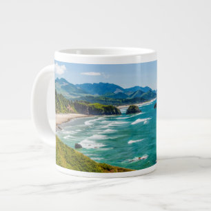 Ecola State Park, Oregon. Panorama of Crescent Large Coffee Mug