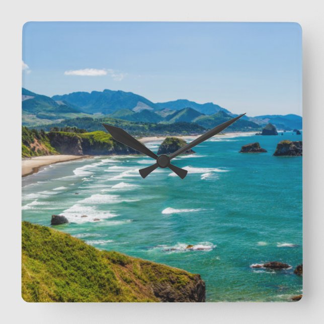 Ecola State Park, Oregon. Panorama of Crescent Square Wall Clock (Front)