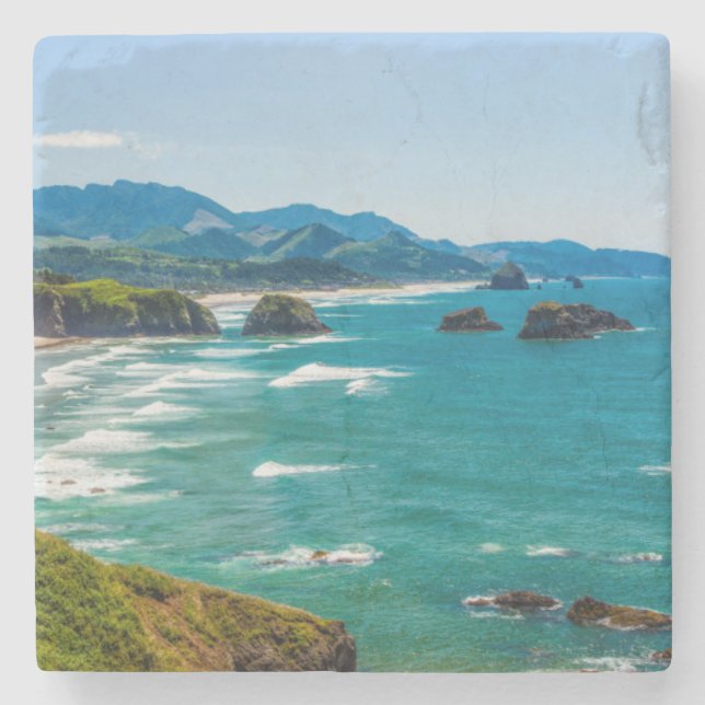 Ecola State Park, Oregon. Panorama of Crescent Stone Coaster (Front)