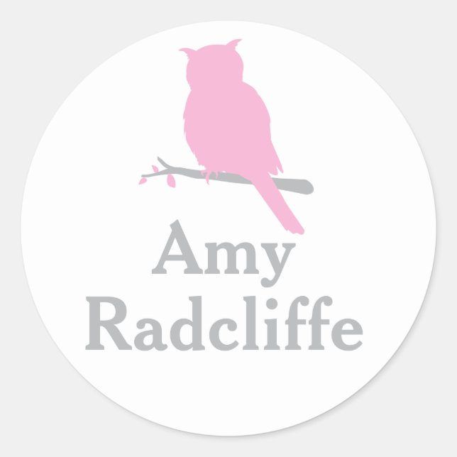 École ajouter votre nom hibou rose id autocollant (Devant)