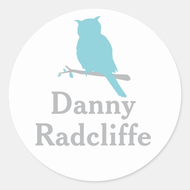 École ajouter votre nom owl aqua id autocollant (Devant)