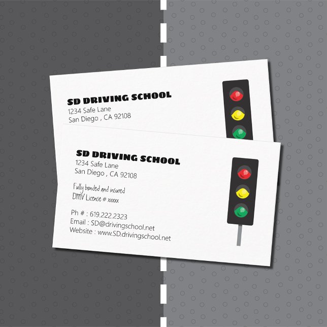 École de conduite | Cartes de visite de feux de ci (Créateur téléchargé)