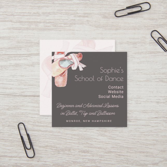 École de danse Ballet Chaussures Carte de visite d (Devant/Arrière en situation)