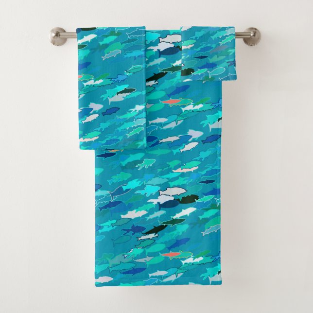 École de Poissons, Turquoise, Bleu et Aqua (En situation)