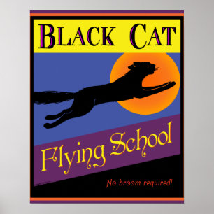 École de vol des chats noirs Affiche vintage Hallo