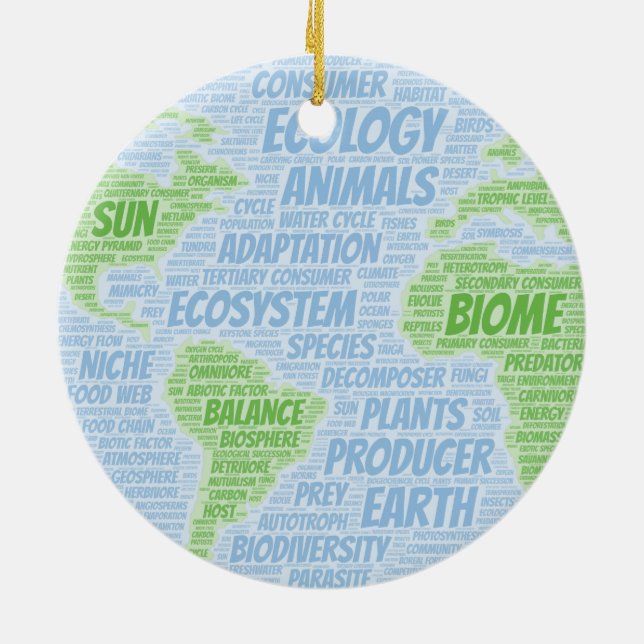 Ecology Word Cloud Ceramic Ornament (Back)