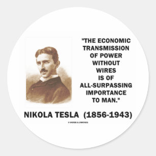 Economic Transmission Of Power Without Wires Classic Round Sticker