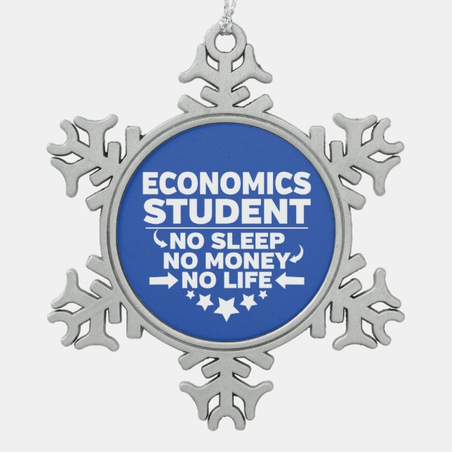 Economics Student No Life or Money Snowflake Pewter Christmas Ornament (Front)