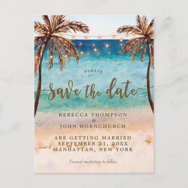 économies de mariage de plage de boho la carte (Devant)
