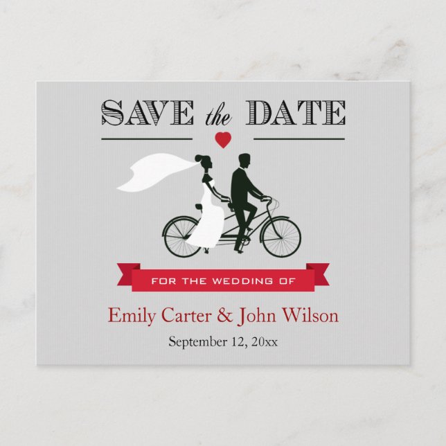 Économies tandem de mariage de bicyclette la carte (Devant)