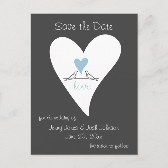 Économique Moderne Carte Bleue de Mariage Sauvegar (Devant)