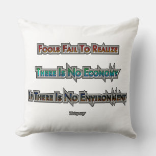 Economy vs Environment Throw Pillow