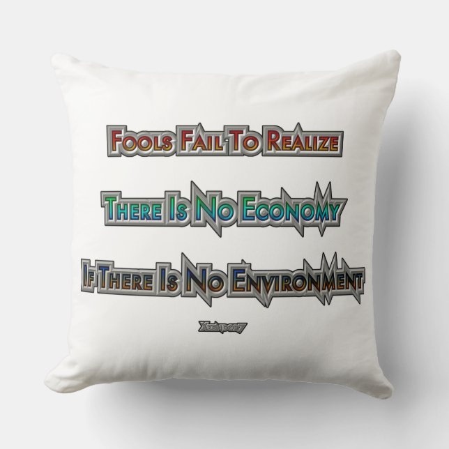 Economy vs Environment Throw Pillow (Front)