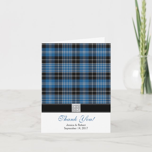 écossais Clark Tartan Mariage Carte de remerciemen (Devant)