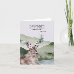 Écossais Highland Floral Deer Aquarelle blanche