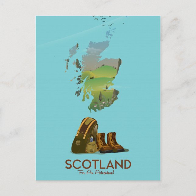Ecosse carte de voyage vintage randonnée (Devant)