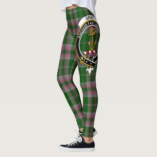Ecosse Clan Gris Crest Tartan Femmes Leggings (Gauche)