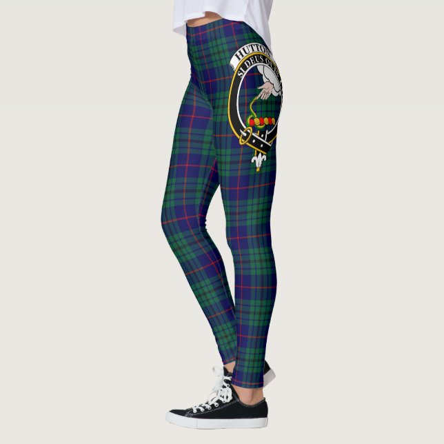 Ecosse Clan Hutton Crest Tartan Femmes Leggings (Gauche)