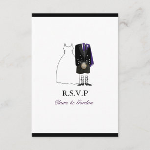 Ecosse Kilt Bride & Groom Wedding RSVP -violet
