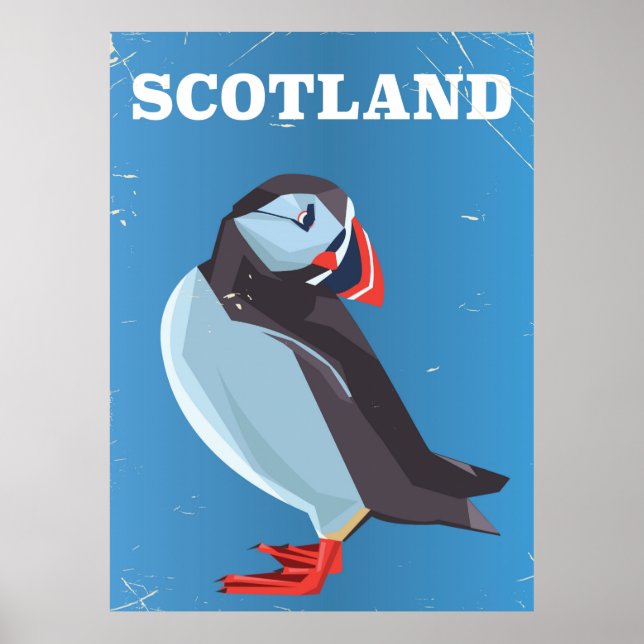 Ecosse Puffin oiseau Vintage affiche de voyage (Devant)