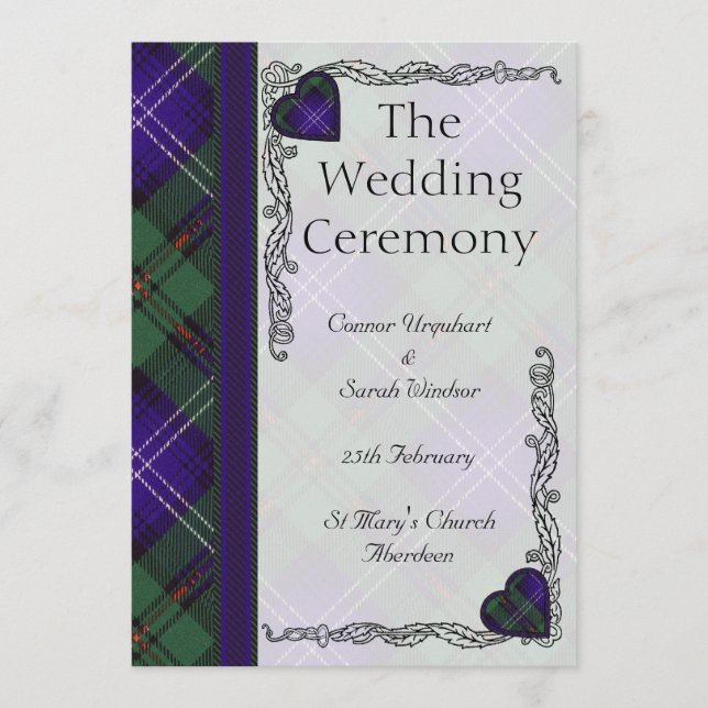 Ecosse Tartan Wedding programme - Urquart (Devant)