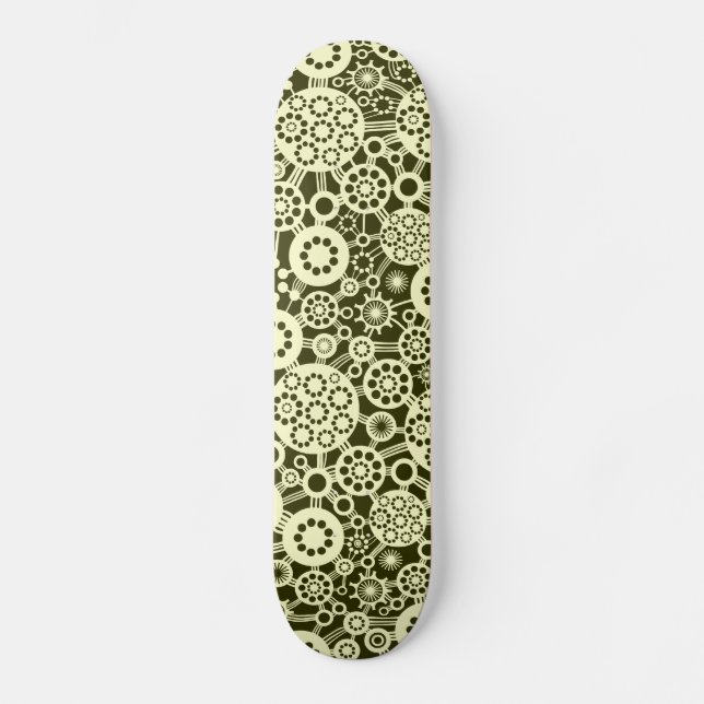 Ecosystem - Cream on Dark Olive Skateboard (Front)