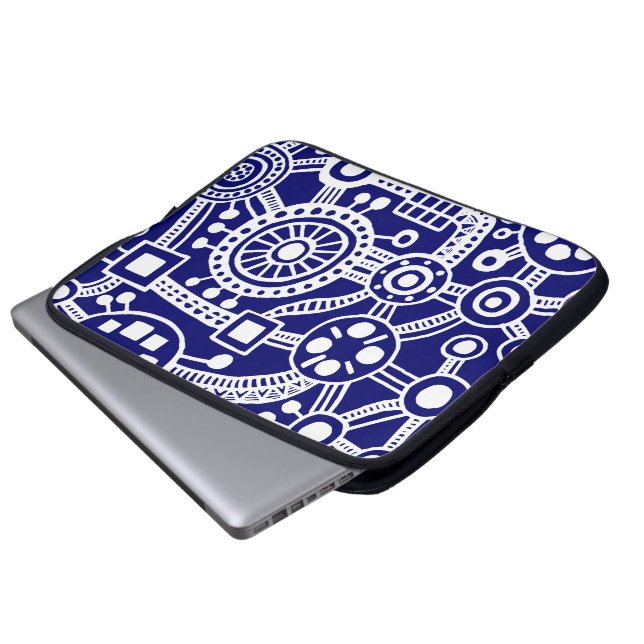 Ecosystem III White on Dp Navy Laptop Sleeve (Front Bottom)