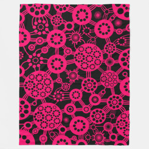 Ecosystem - Neon Red on Black Fleece Blanket