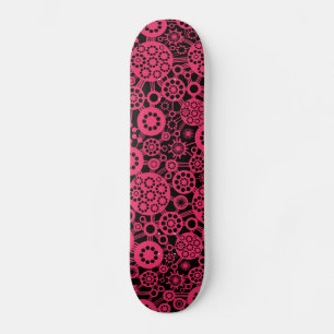 Ecosystem - Neon Red on Black Skateboard