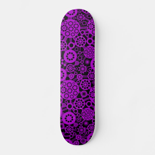 Ecosystem - Purple on Black Skateboard (Front)