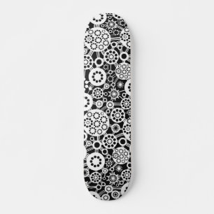Ecosystem (Retro) - White on Black Skateboard