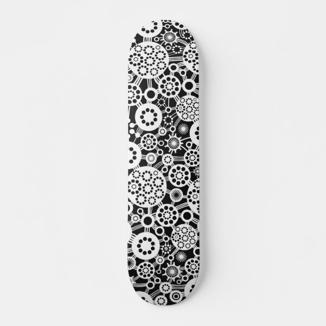 Ecosystem (Retro) - White on Black Skateboard (Front)